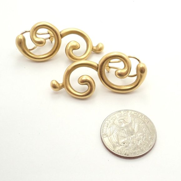 Rare! Authentic Vintage Angela Cummings 18k Yellow Gold Curl Earrings - Picture 5 of 10